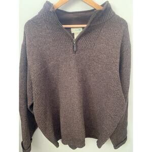 L.L. Bean Men's Brown 1/4 Zip Merino Lambswool Pullover Sweater L Regular